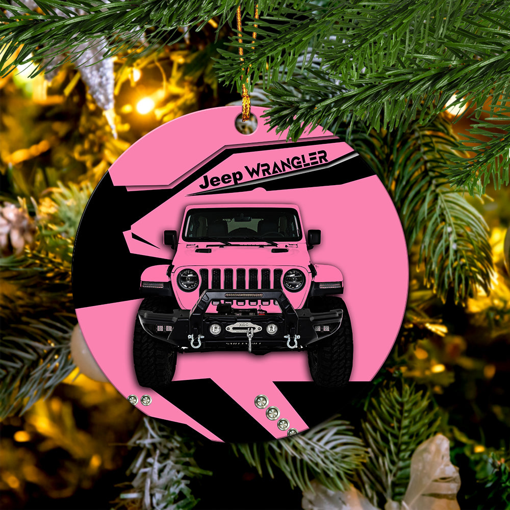 Pink Jeep Ceramic Ornament Perfect Gift For Holiday