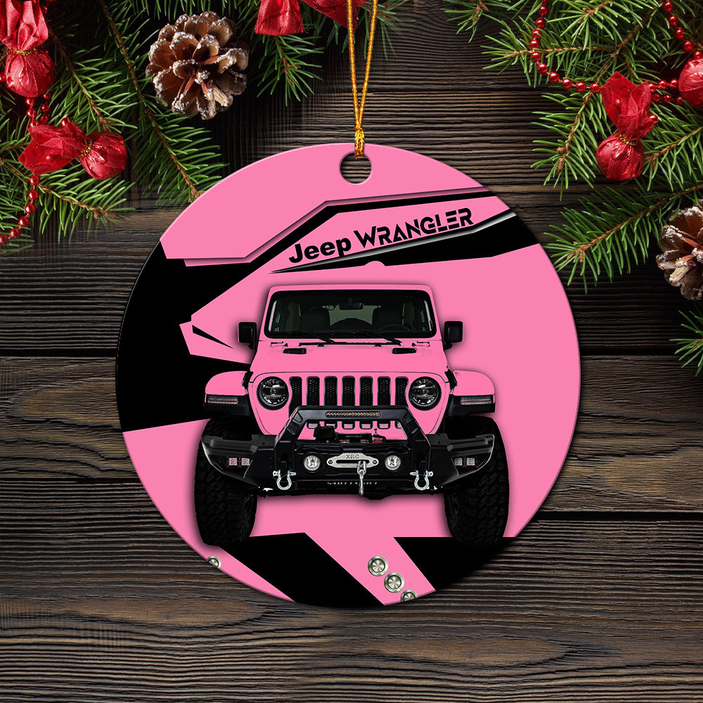 Pink Jeep Ceramic Ornament Perfect Gift For Holiday - Image 2