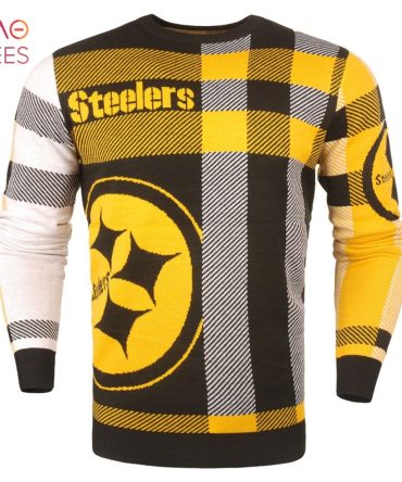Best Pittsburgh Steelers Men'S Plaid Crew Neck Nfl Ugly Christmas Sweater