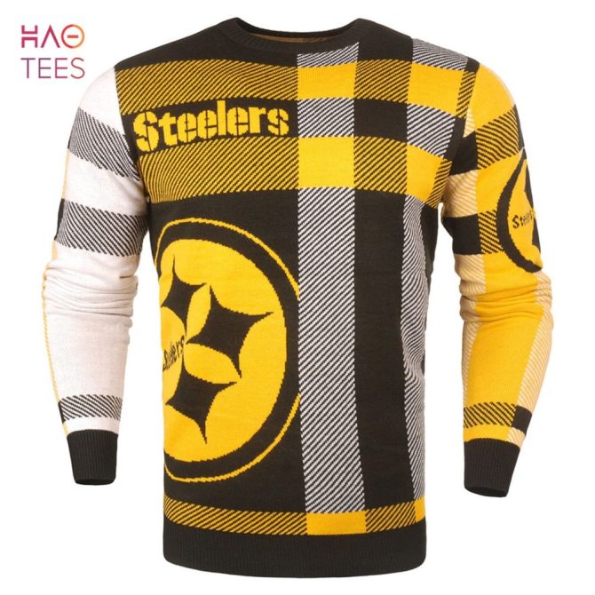 Best Pittsburgh Steelers Men'S Plaid Crew Neck Nfl Ugly Christmas Sweater