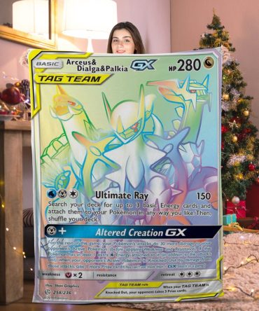 Cozy Giant Arceus & Dialga & Palkia Gx Blanket – Ultimate Pokémon Gift For Fans!