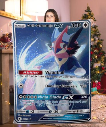 Cozy Ash-Greninja Gx Fleece Blanket - Perfect Gift For Pokémon Fans!