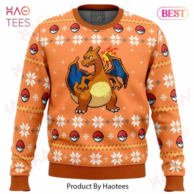 Cozy Charizard Christmas Sweater - Unisex Festive Knit For Pokémon Fans
