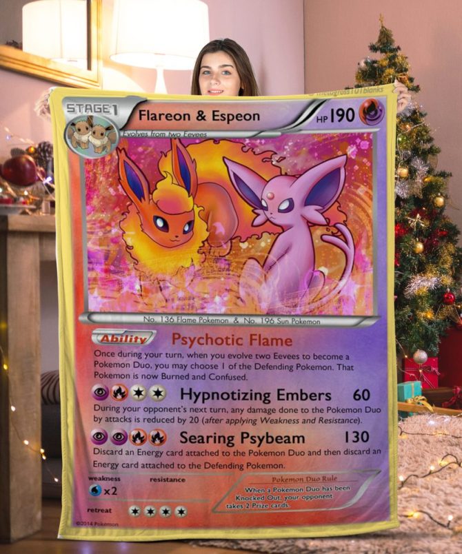 Cozy Flareon & Espeon Blanket – Perfect Gift For Pokémon Fans!