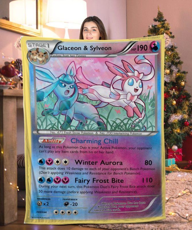 Cozy Glaceon & Sylveon Blanket - Perfect Pokémon Gift For Fans!