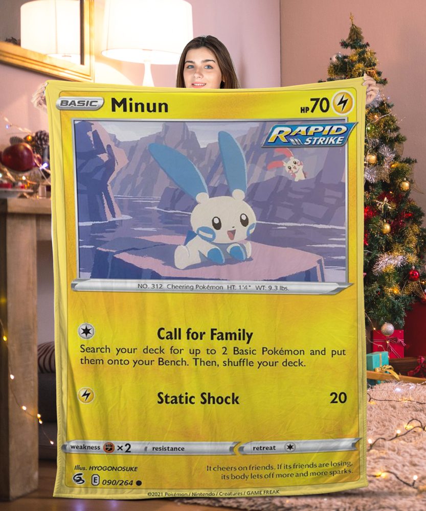 Pokemon Minun Pokemon Card Blanket