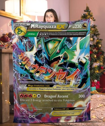 Cozy Up With Mega Rayquaza Ex Blanket - Perfect Holiday Gift For Pokémon Fans!