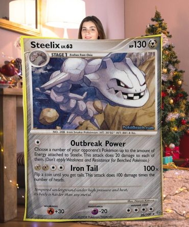 Cozy Steelix Pokémon Card Blanket - Perfect Holiday Gift For Fans!