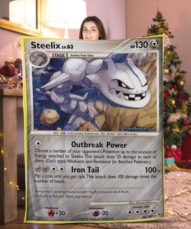 Cozy Steelix Pokémon Card Blanket - Perfect Holiday Gift For Fans!