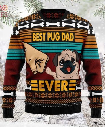 Best Pug Dad Ever Ugly Christmas Sweater – Festive Gift For Dog Lovers