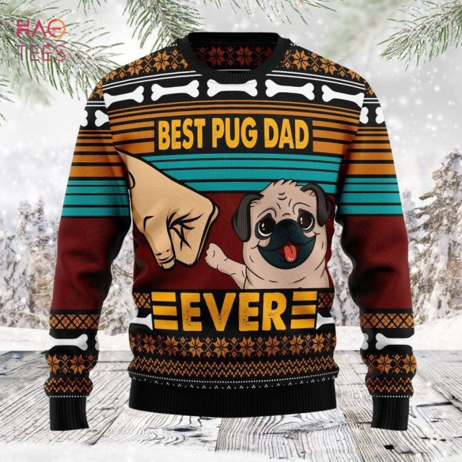 Best Pug Dad Ever Ugly Christmas Sweater – Festive Gift For Dog Lovers