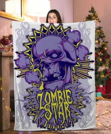 Cozy Zombie Star Skull Blanket - Vibrant Gothic Design For Ultimate Comfort