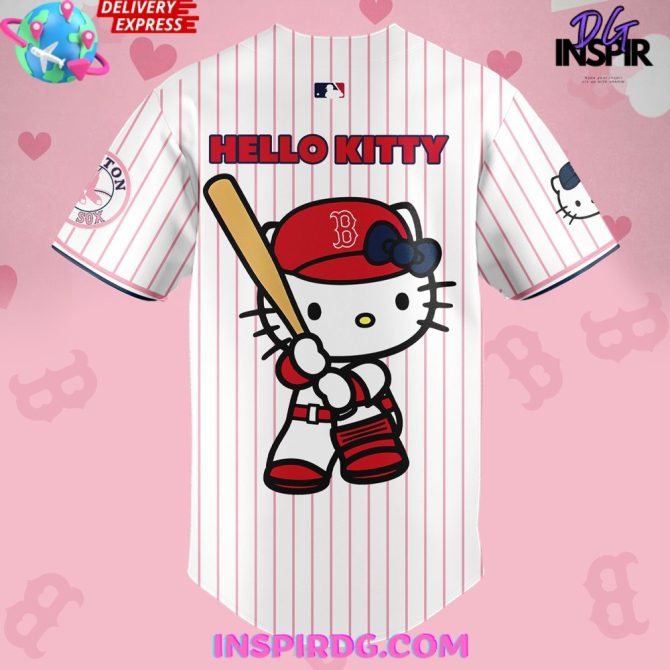 Boston Red Sox X Hello Kitty Night 2024 Stripe Baseball Jersey - Image 3
