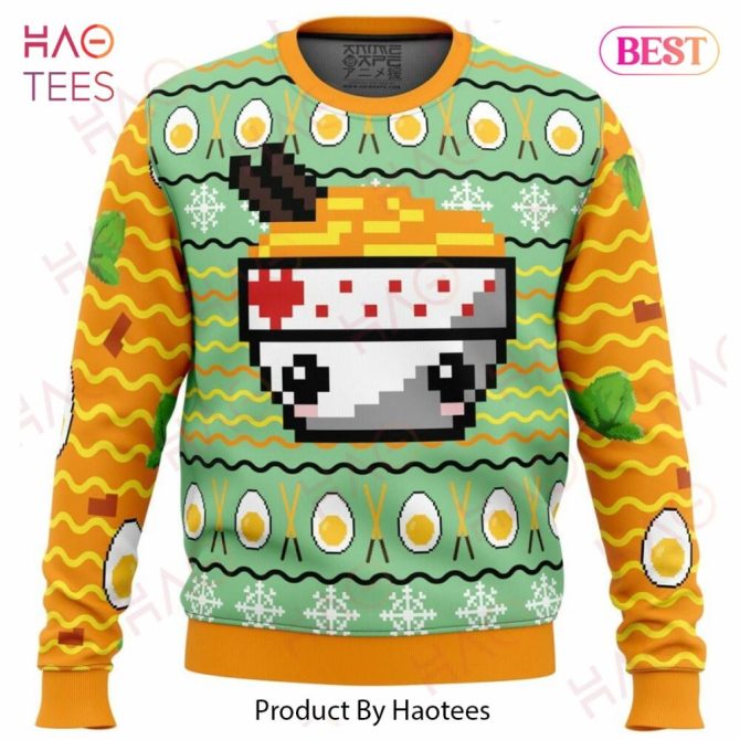 Cozy Ramen Bowl Pixel Art Sweater – Fun & Trendy Unisex Design For Food Lovers