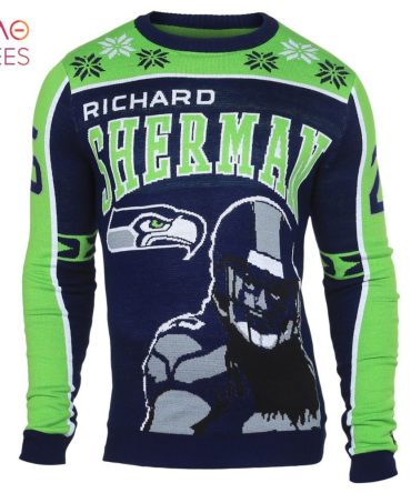 Best Richard Sherman 25 Seattle Seahawks Nfl Player Ugly Christmas Sweater
