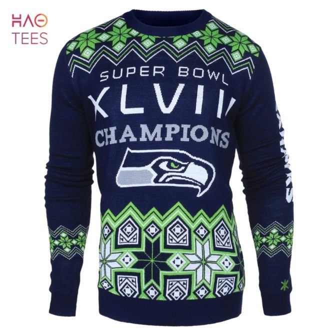 Best Seattle Seahawks Nfl Super Bowl Commemorative Crew Neck Ugly Christmas Sweater