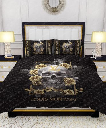 Skull And Yellow Rose Louis Vuitton Bedding Sets