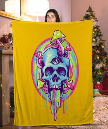 Vibrant Psychedelic Skull Blanket - Cozy, Artistic Throw For Unique Home Decor