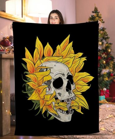 Vibrant Skull & Sunflower Blanket - Cozy, Unique Art For Home Decor, Perfect Gift