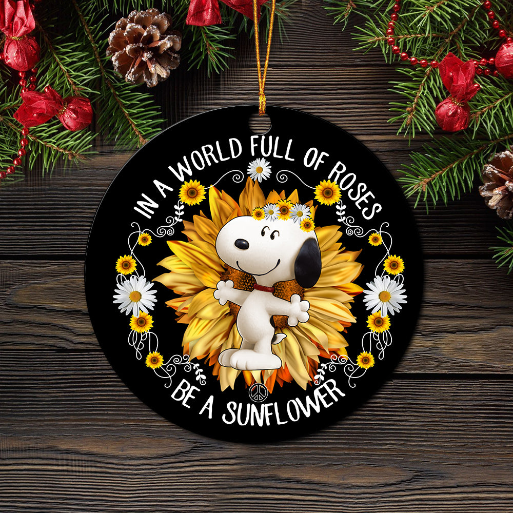 Snoopy In A World Full Of Roses Ceramic Ornament Perfect Gift For Holiday - Image 2
