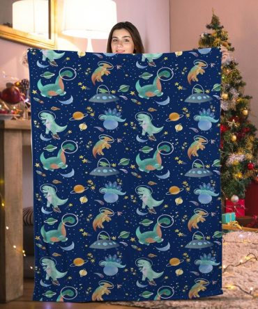 Cozy Dino Galaxy Blanket – Soft, Fun & Whimsical Space Design For Kids & Adults, Perfect Gift!