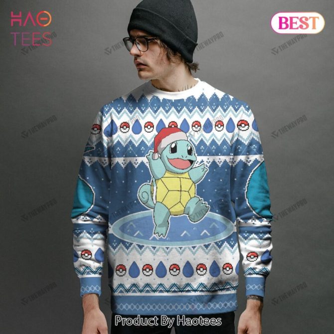Custom Name Pokémon Sweater – Festive Squirtle Design For Holiday Fun! - Image 2