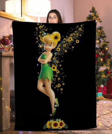 Cozy Tinkerbell Sunflower Blanket – Perfect Gift For Disney Fans , Soft, Warm, And Magical