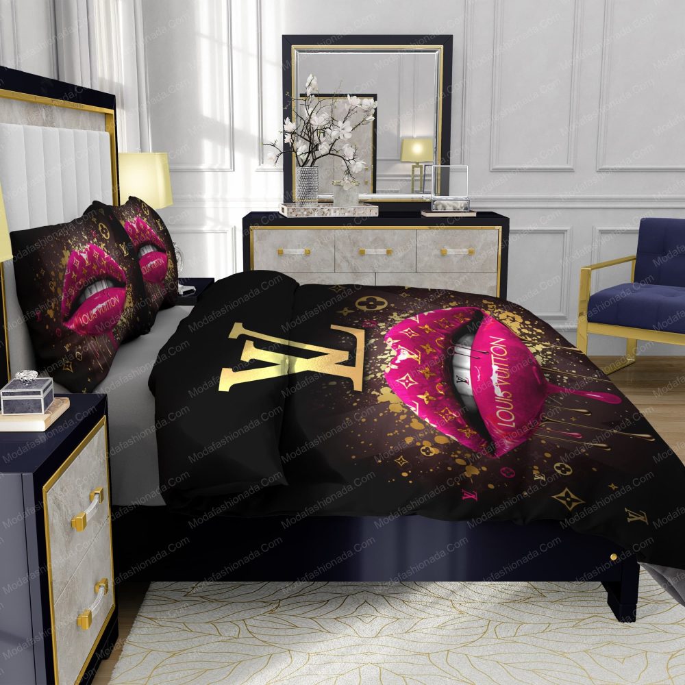 Supreme Louis Vuitton Black Background Bedding Sets - Image 7