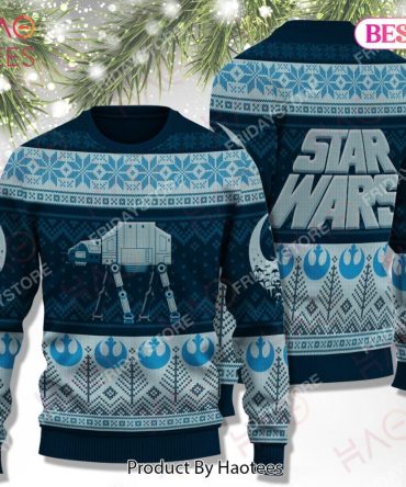 Cozy Star Wars Holiday Sweater - At-At & Rebel Symbols - Perfect Gift For Fans!