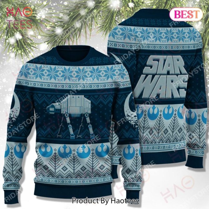 Cozy Star Wars Holiday Sweater - At-At & Rebel Symbols - Perfect Gift For Fans!