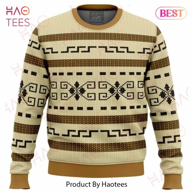 Cozy Aztec Pattern Sweater - Warm Beige Geometric Design - Unisex Knit Pullover