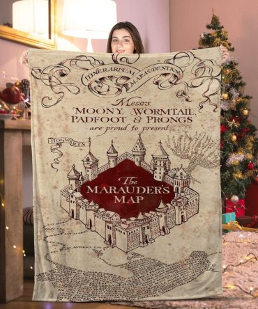 Cozy Marauder'S Map Blanket - Perfect Harry Potter Gift For Fans, Soft & Magical Design