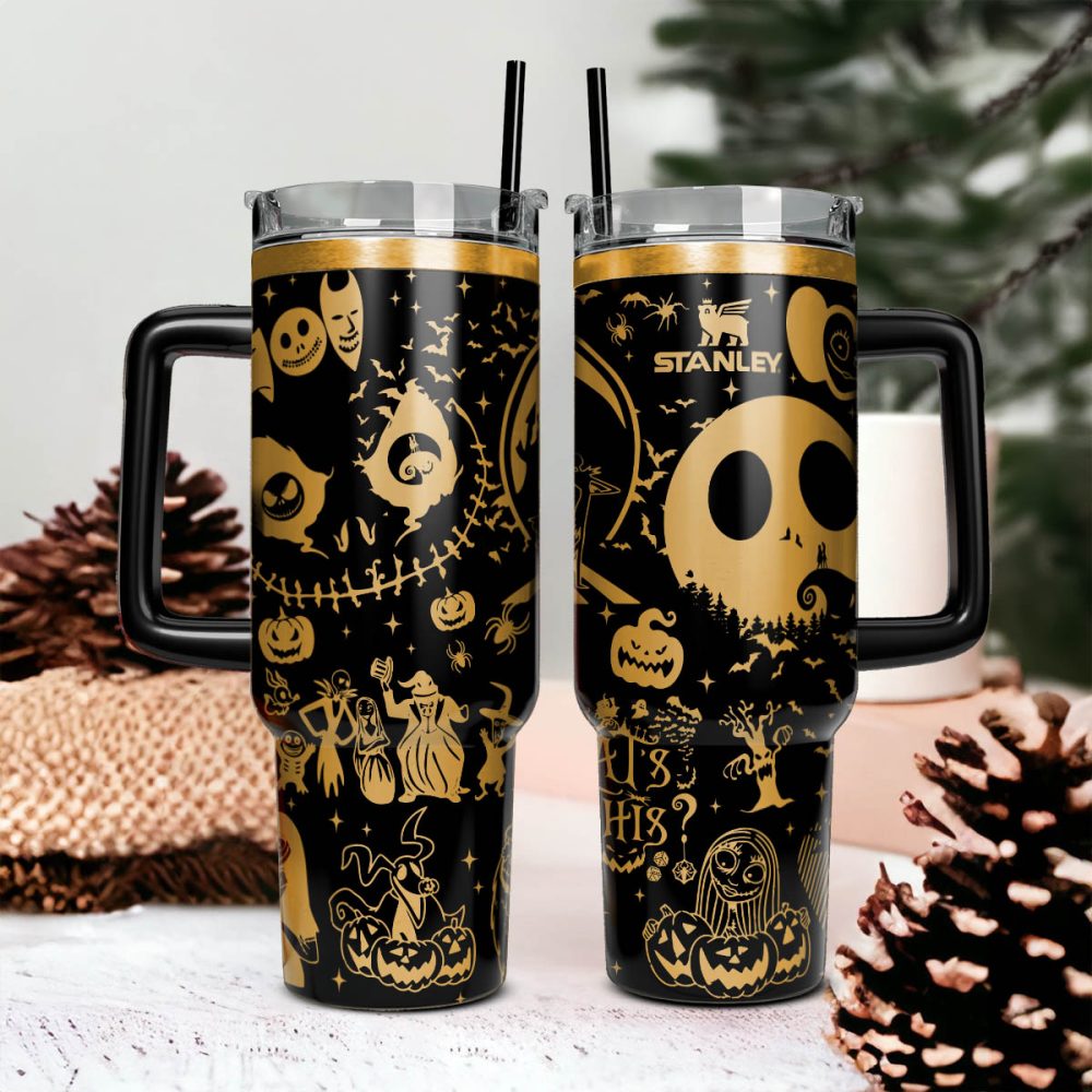 The Nightmare Before Christmas Movies Custom Stanley Quencher 40Oz Stainless Steel Tumbler With Handle, Stanley Cup, Tumbler Cup, Best Gift