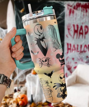 The Nightmare Before Christmas Movies Custom Stanley Quencher 40Oz Stainless Steel Tumbler With Handle, Stanley Cup, Tumbler Cup, Best Gift