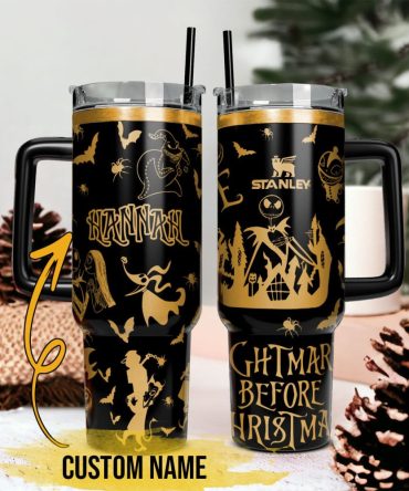 The Nightmare Before Christmas Movies Custom Stanley Quencher 40Oz Stainless Steel Tumbler With Handle, Stanley Cup, Tumbler Cup, Best Gift