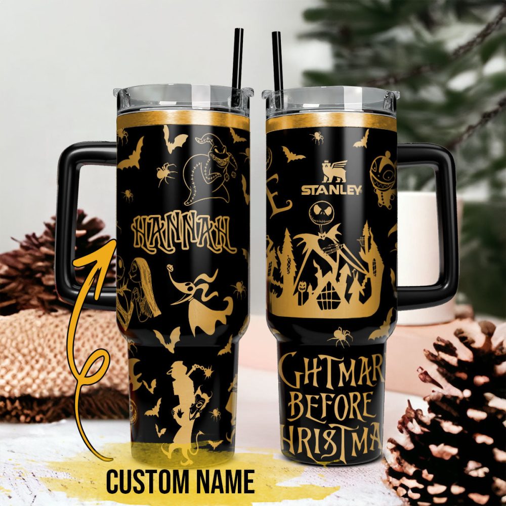 The Nightmare Before Christmas Movies Custom Stanley Quencher 40Oz Stainless Steel Tumbler With Handle, Stanley Cup, Tumbler Cup, Best Gift