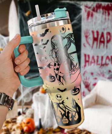 The Nightmare Before Christmas Movies Custom Stanley Quencher 40Oz Stainless Steel Tumbler With Handle, Stanley Cup, Tumbler Cup, Best Gift