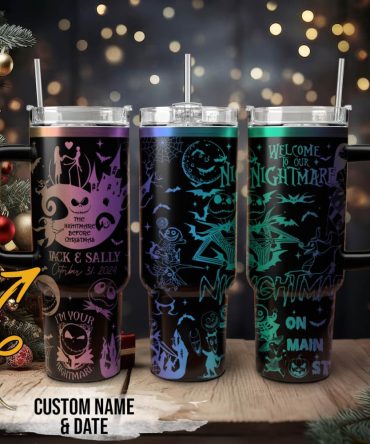 The Nightmare Before Christmas Movies Custom Stanley Quencher 40Oz Stainless Steel Tumbler With Handle, Stanley Cup, Tumbler Cup, Best Gift