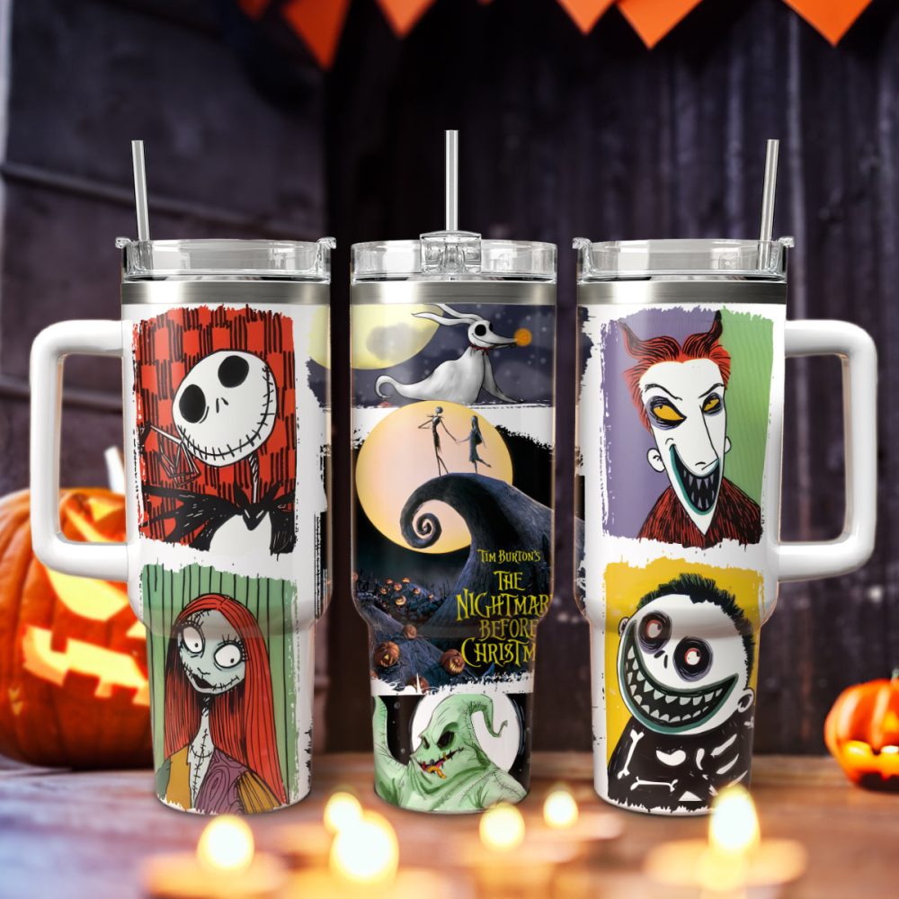 The Nightmare Before Christmas Movies Custom Stanley Quencher 40Oz Stainless Steel Tumbler With Handle, Stanley Cup, Tumbler Cup, Best Gift