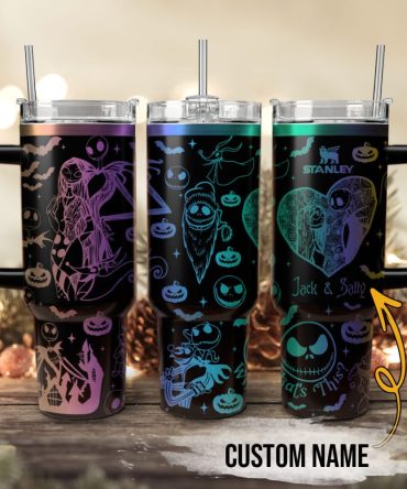 The Nightmare Before Christmas Movies Custom Stanley Quencher 40Oz Stainless Steel Tumbler With Handle, Stanley Cup, Tumbler Cup, Best Gift