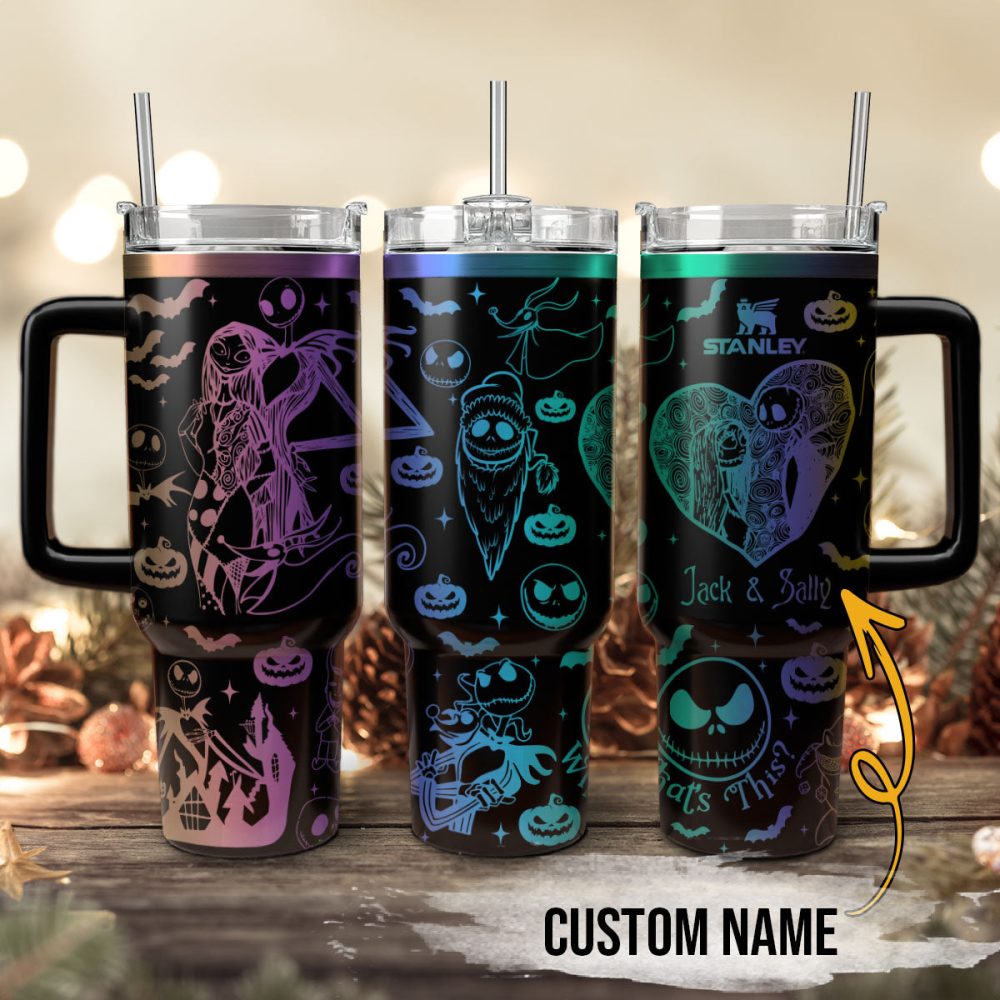 The Nightmare Before Christmas Movies Custom Stanley Quencher 40Oz Stainless Steel Tumbler With Handle, Stanley Cup, Tumbler Cup, Best Gift