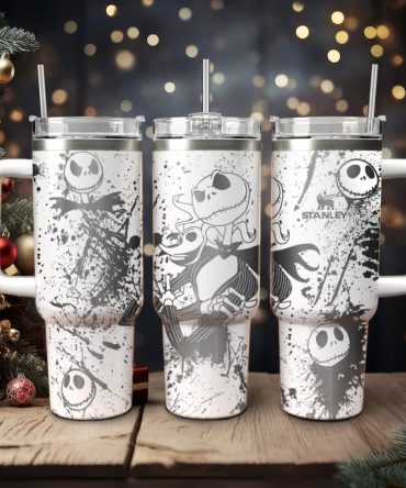 The Nightmare Before Christmas Movies Custom Stanley Quencher 40Oz Stainless Steel Tumbler With Handle, Stanley Cup, Tumbler Cup, Best Gift