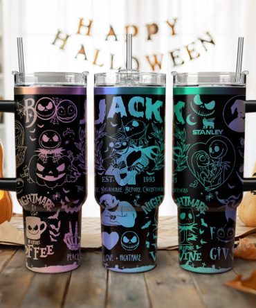 The Nightmare Before Christmas Movies Custom Stanley Quencher 40Oz Stainless Steel Tumbler With Handle, Stanley Cup, Tumbler Cup, Best Gift
