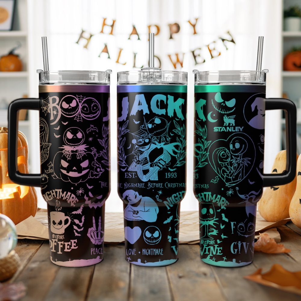 The Nightmare Before Christmas Movies Custom Stanley Quencher 40Oz Stainless Steel Tumbler With Handle, Stanley Cup, Tumbler Cup, Best Gift