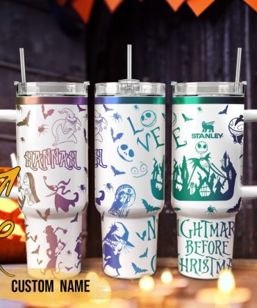 The Nightmare Before Christmas Movies Custom Stanley Quencher 40Oz Stainless Steel Tumbler With Handle, Stanley Cup, Tumbler Cup, Best Gift