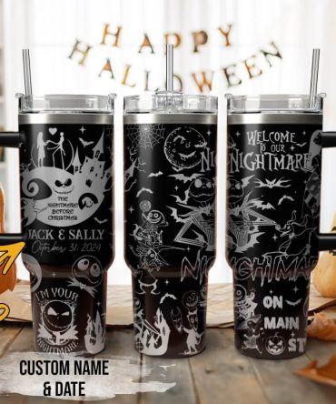 The Nightmare Before Christmas Movies Custom Stanley Quencher 40Oz Stainless Steel Tumbler With Handle, Stanley Cup, Tumbler Cup, Best Gift