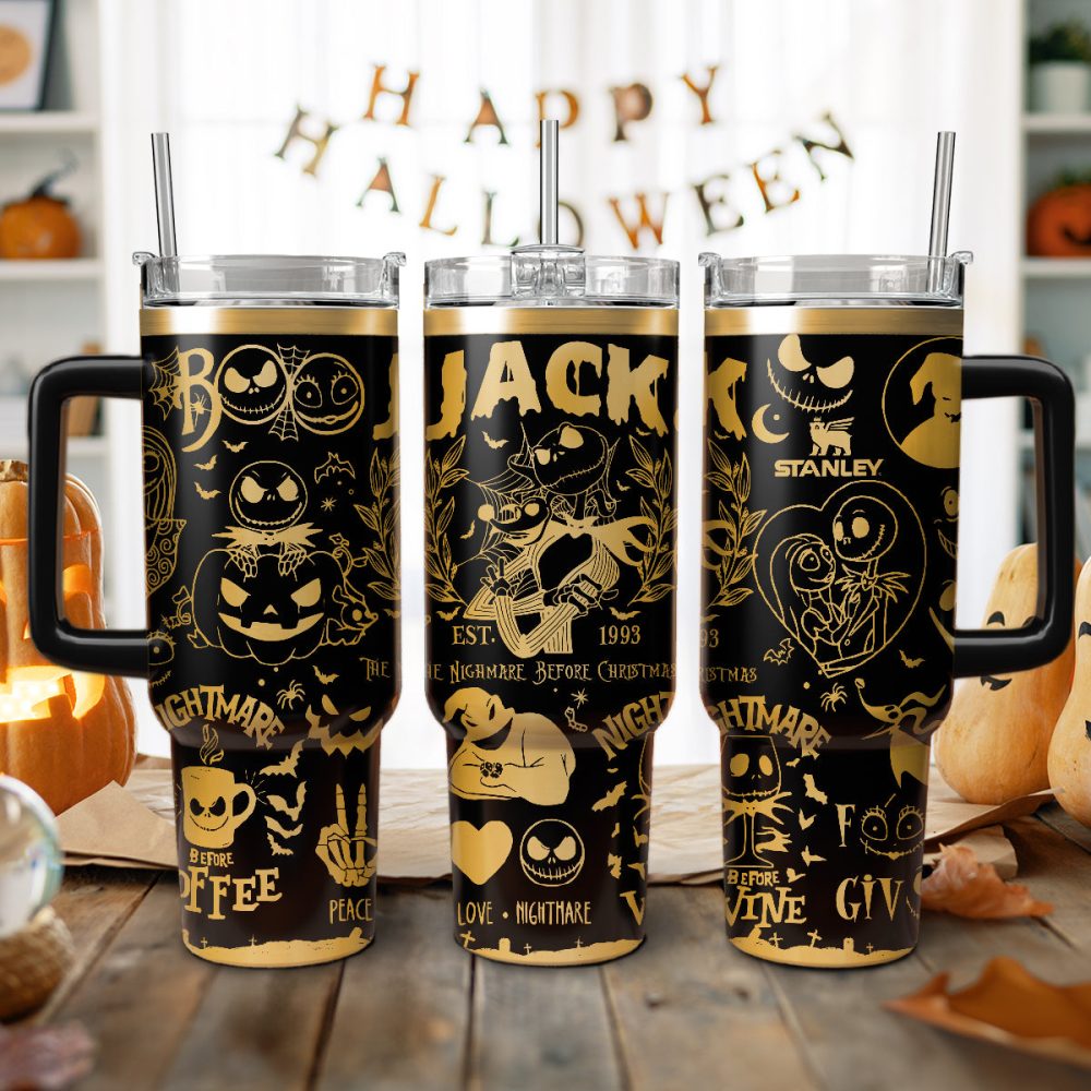The Nightmare Before Christmas Movies Custom Stanley Quencher 40Oz Stainless Steel Tumbler With Handle, Stanley Cup, Tumbler Cup, Best Gift