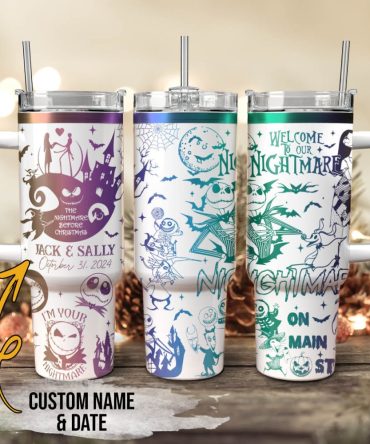 The Nightmare Before Christmas Movies Custom Stanley Quencher 40Oz Stainless Steel Tumbler With Handle, Stanley Cup, Tumbler Cup, Best Gift