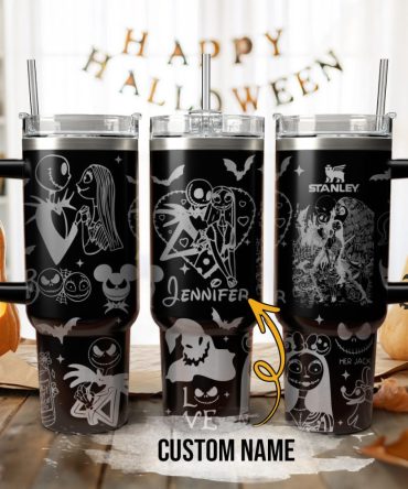 The Nightmare Before Christmas Movies Custom Stanley Quencher 40Oz Stainless Steel Tumbler With Handle, Stanley Cup, Tumbler Cup, Best Gift