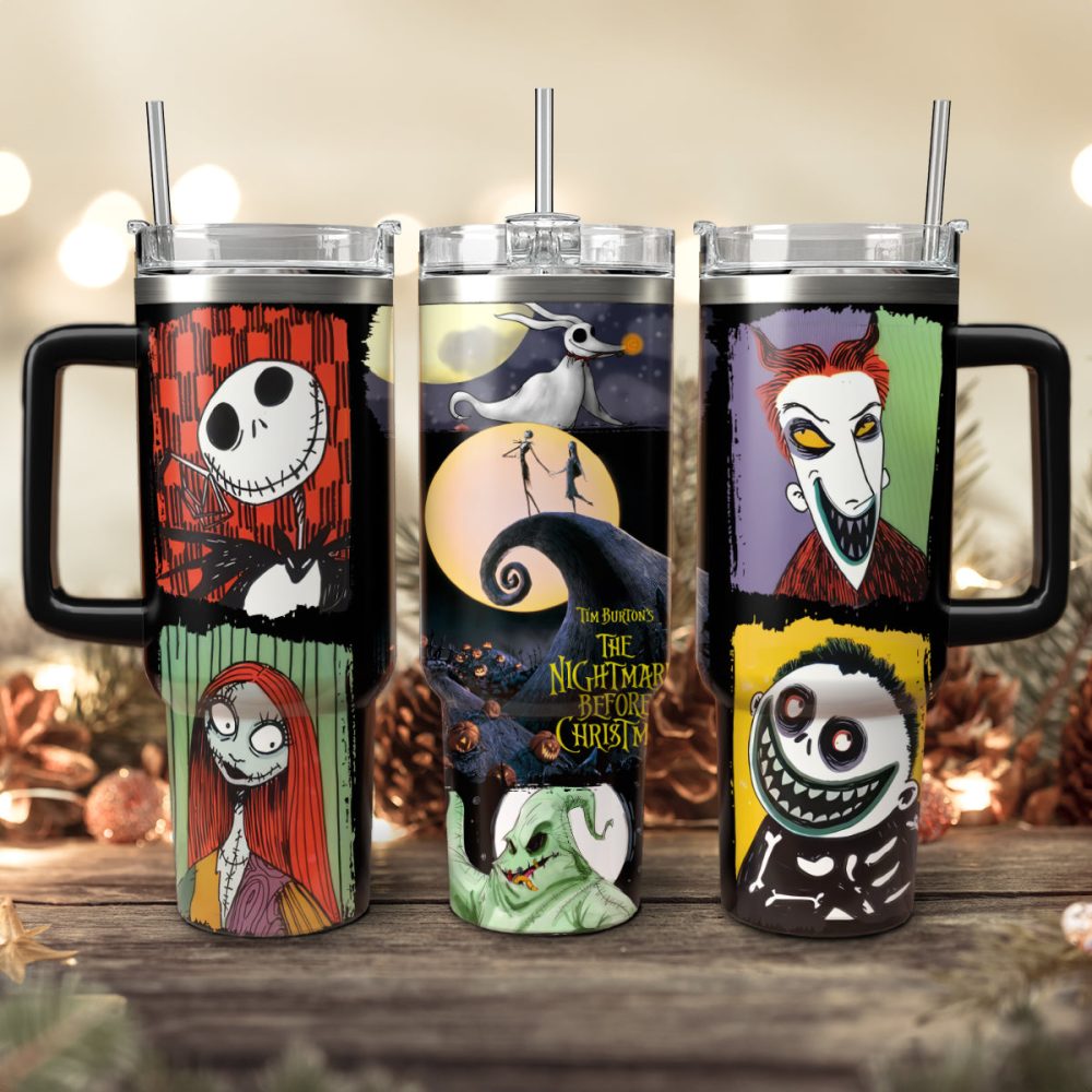 The Nightmare Before Christmas Movies Custom Stanley Quencher 40Oz Stainless Steel Tumbler With Handle, Stanley Cup, Tumbler Cup, Best Gift